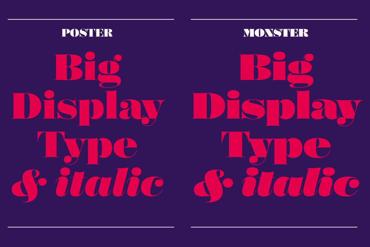 Beispiel einer Poster Display Monster Italic-Schriftart